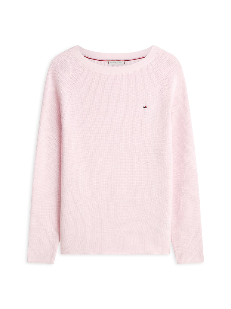 Tommy Hilfiger naisten neulepusero Cardi Fine GG LS Boat Neck Sweater, vaaleanpunainen