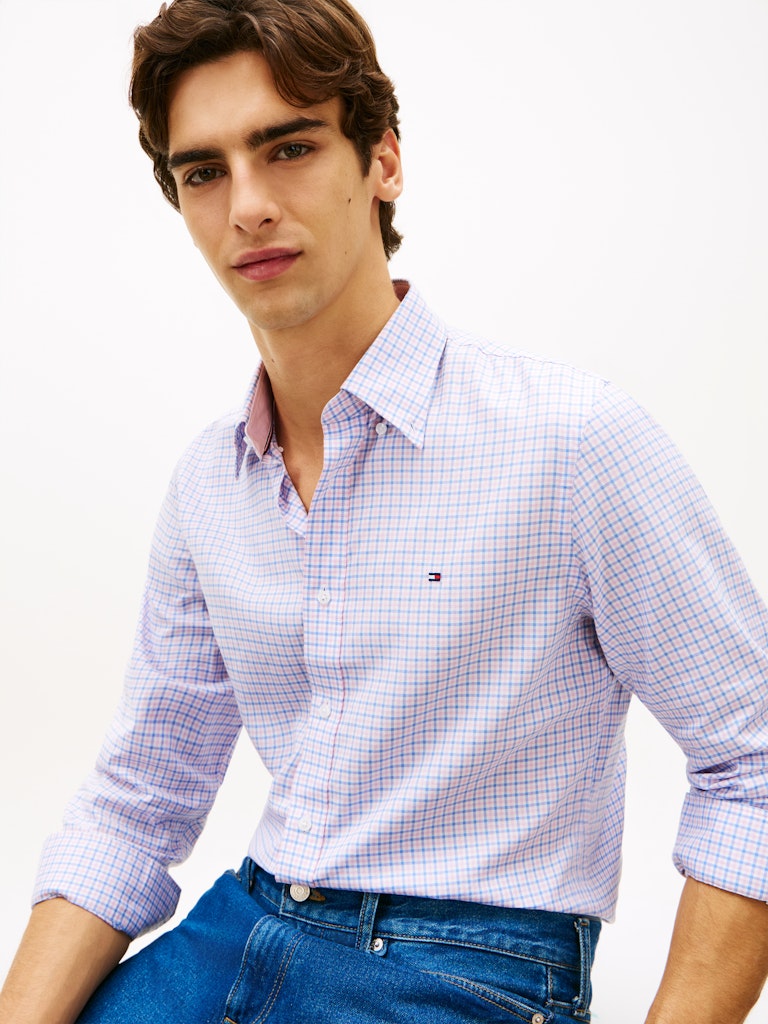Tommy Hilfiger miesten kauluspaita CL Oxford Business Check Shirt, pinkki kuosi