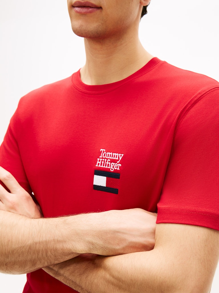 Tommy Hilfiger miesten t-paita Brand Love Text Stack, punainen