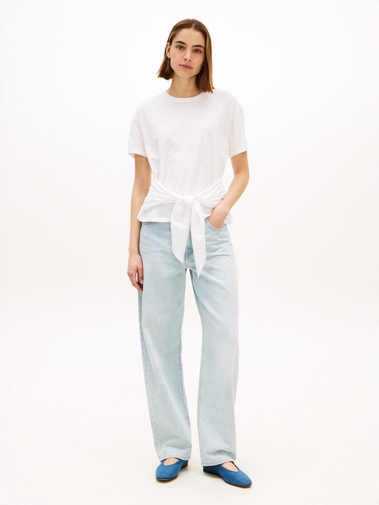 Tommy Hilfiger naisten t-paita Co Slub Knot SS Tee, valkoinen