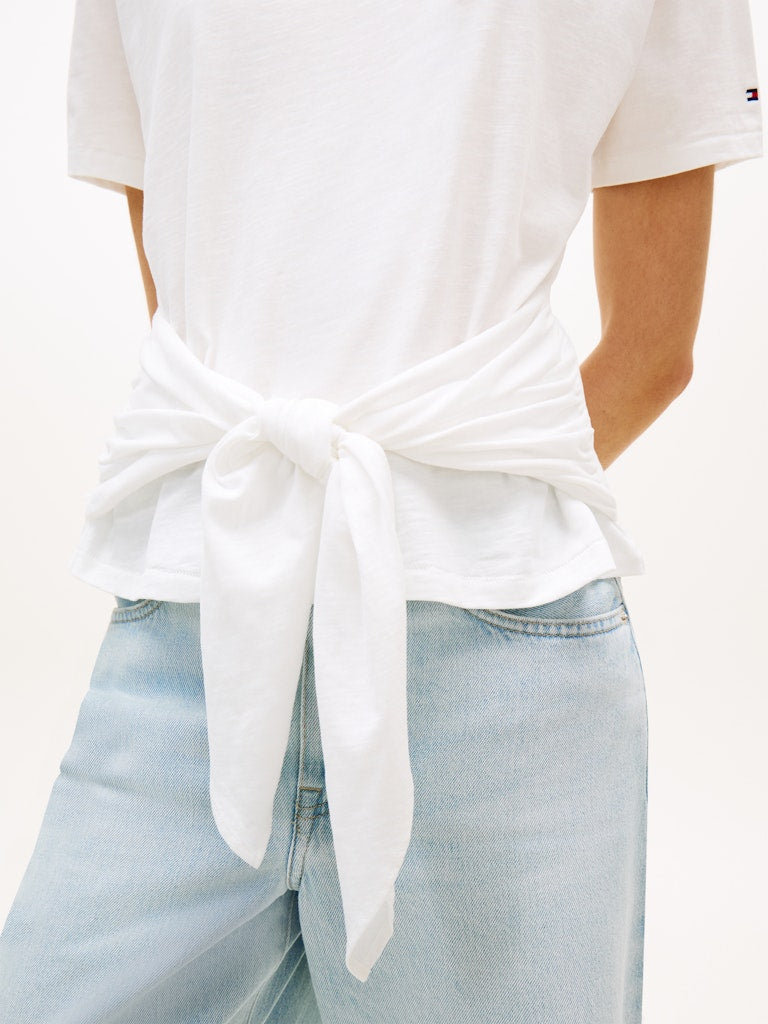 Tommy Hilfiger naisten t-paita Co Slub Knot SS Tee, valkoinen