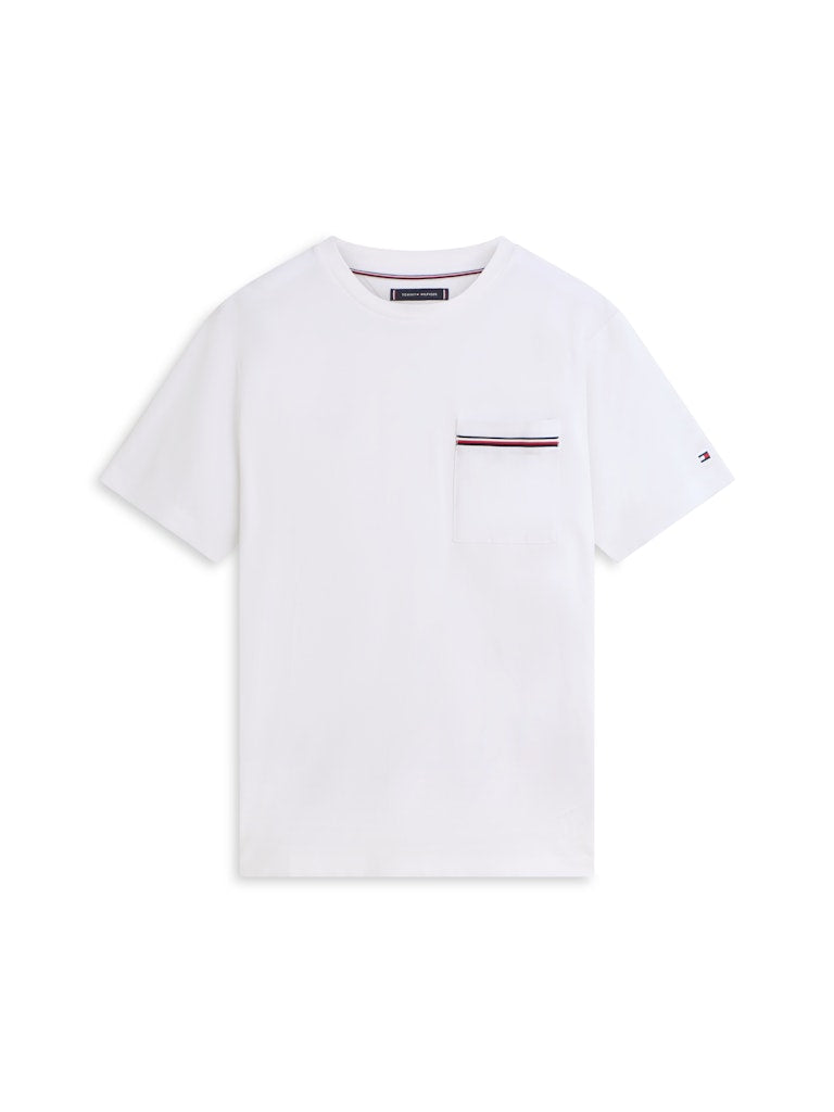 Tommy Hilfiger miesten t-paita Global Stripe Pique Pocket Tee, valkoinen