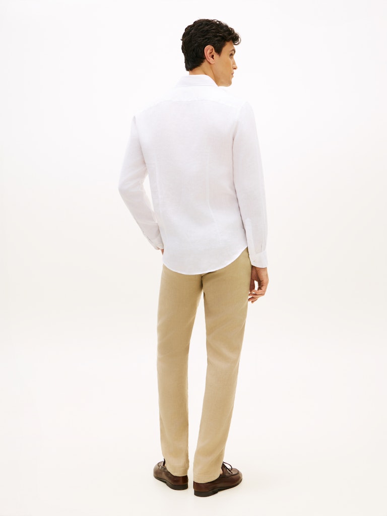 Tommy Hilfiger miesten kauluspaita K DC Linen Shirt, valkoinen