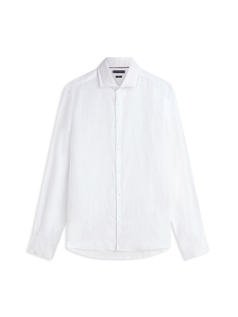 Tommy Hilfiger miesten kauluspaita K DC Linen Shirt, valkoinen