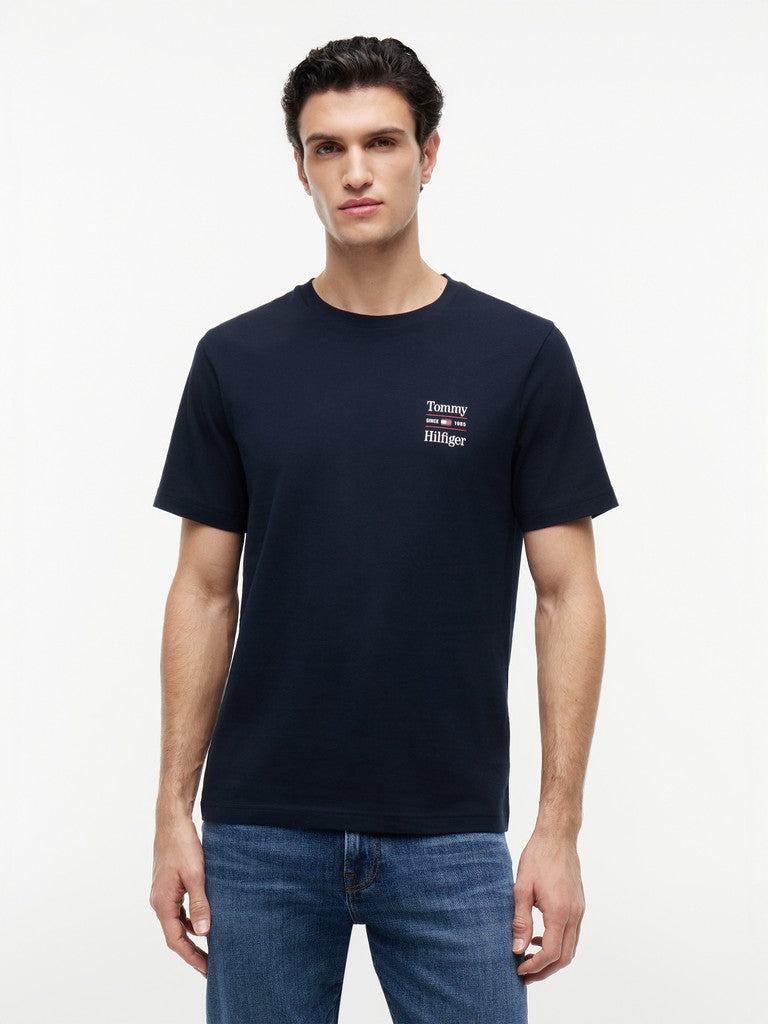 Tommy Hilfiger miesten T-paita 2 Pack Chest Graphic Reg Tees, tummansininen/valkoinen