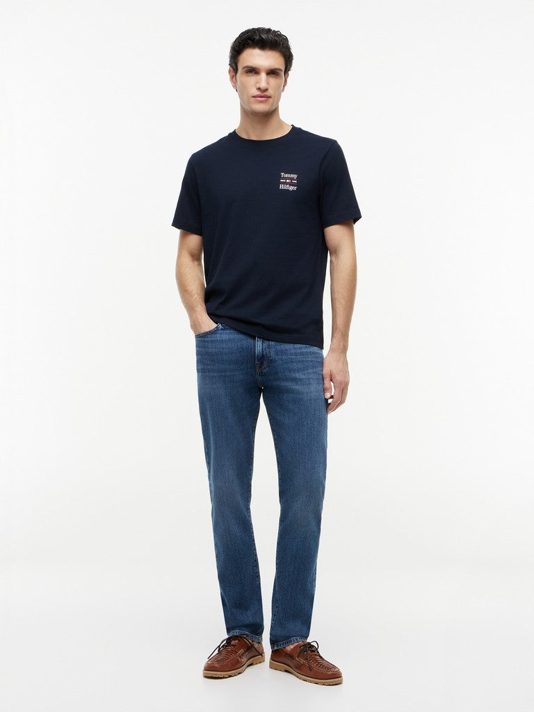 Tommy Hilfiger miesten T-paita 2 Pack Chest Graphic Reg Tees, tummansininen/valkoinen