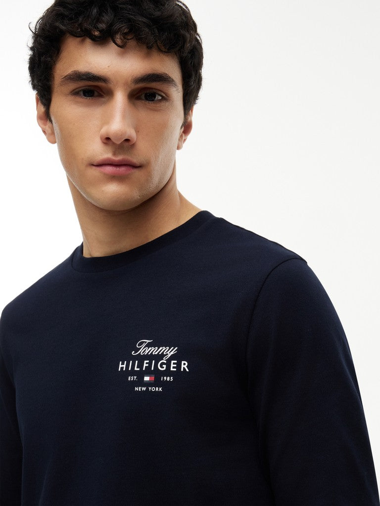 Tommy Hilfiger miesten pitkähihainen paita Script Long Sleeve Tee, tummansininen