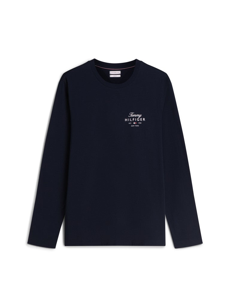 Tommy Hilfiger miesten pitkähihainen paita Script Long Sleeve Tee, tummansininen