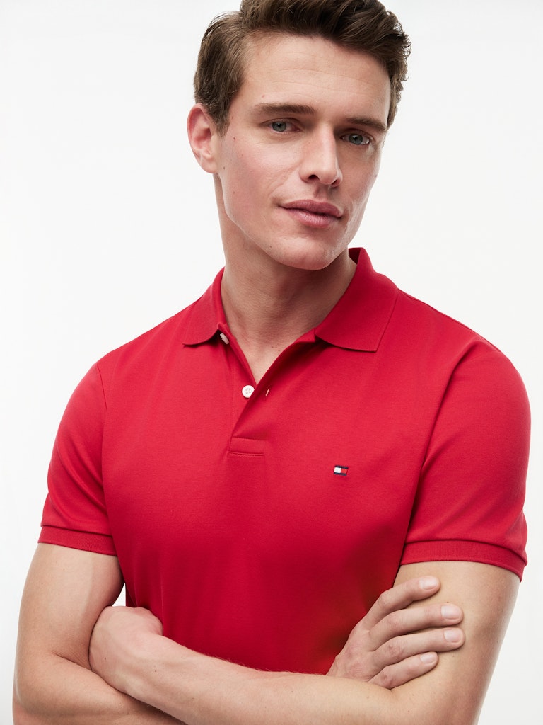 Tommy Hilfiger miesten pikeepaita Liquid Cotton Regular Fit Polo Shirt, punainen