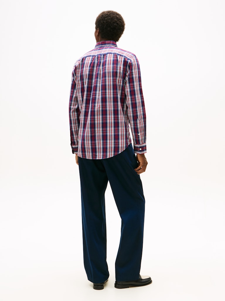 Tommy Hilfiger miesten kauluspaita Flex Poplin Medium Check Shirt, punainen