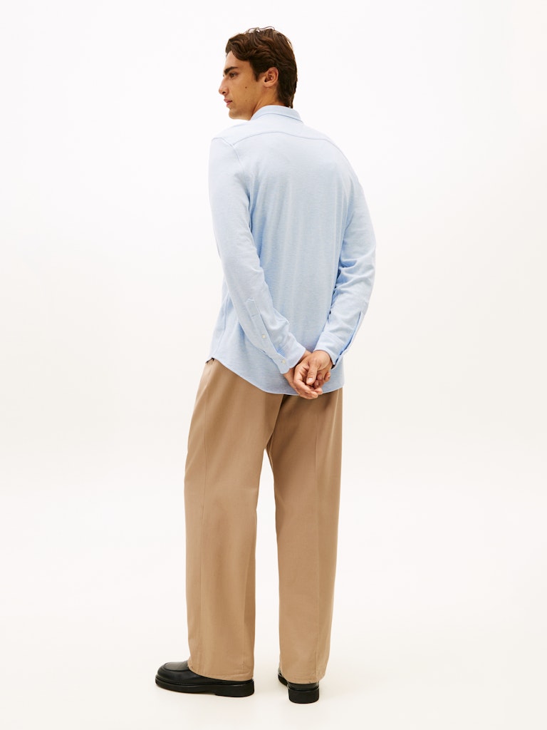 Tommy Hilfiger miesten kauluspaita KNIT PIQUE FEATHERWEIGHT SHIRT, vaaleansininen