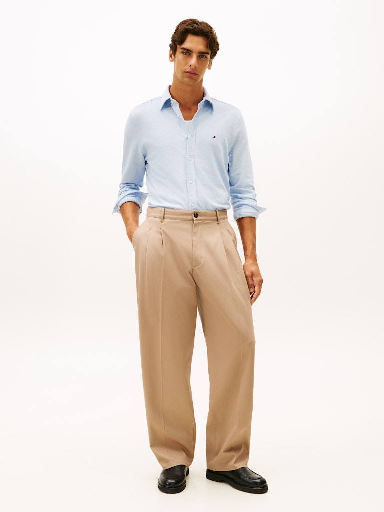 Tommy Hilfiger miesten kauluspaita KNIT PIQUE FEATHERWEIGHT SHIRT, vaaleansininen