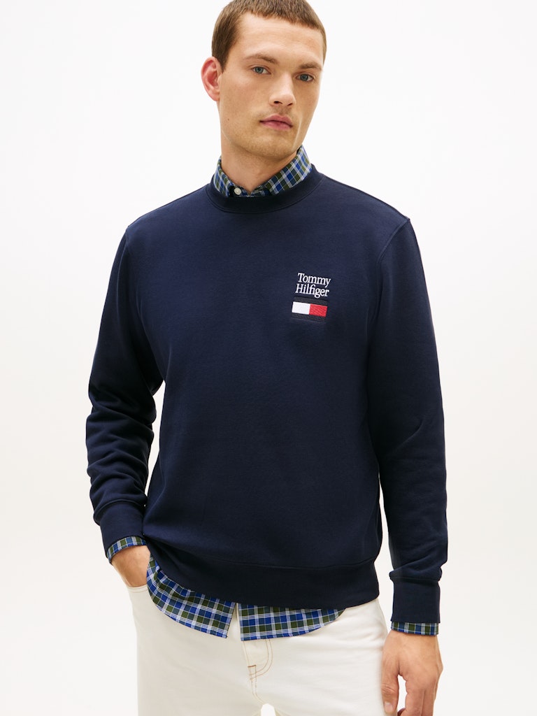 Tommy Hilfiger miesten collegepaita Tommy Ebro Flag Sweatshirt, tummansininen