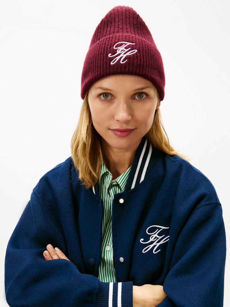 Tommy Hilfiger naisten pipo Tommy Script Cashmere Beanie, viininpunainen