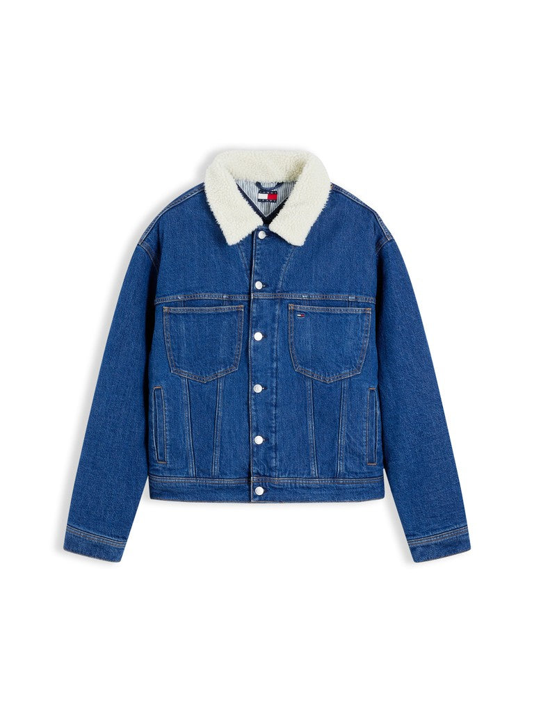 Tommy Jeans miesten farkkutakki Teddy Collar Denim Trucker Jacket, indigo