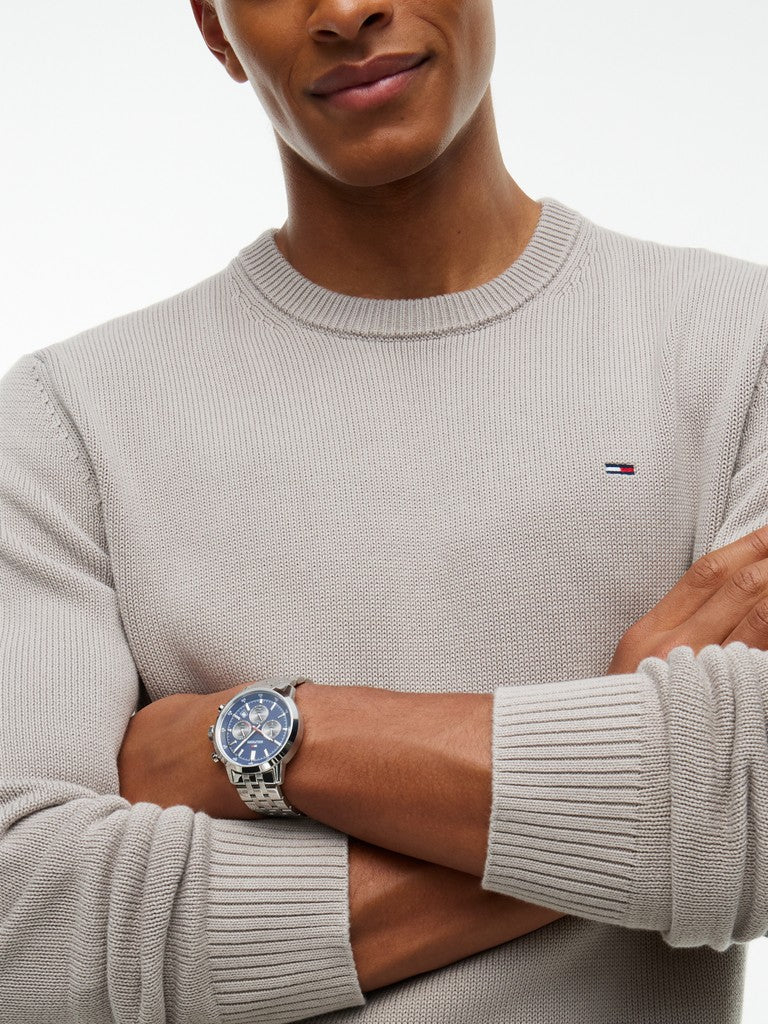 Tommy Jeans miesten neulepusero Slim Essential Sweater, Limestone Dust