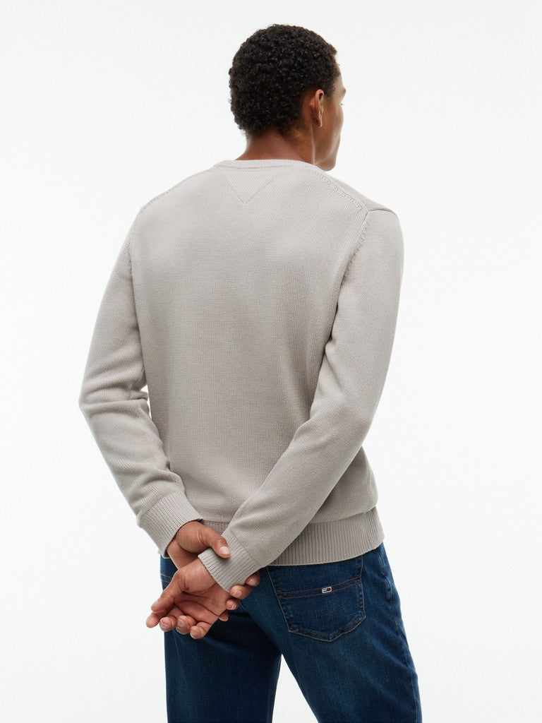 Tommy Jeans miesten neulepusero Slim Essential Sweater, Limestone Dust