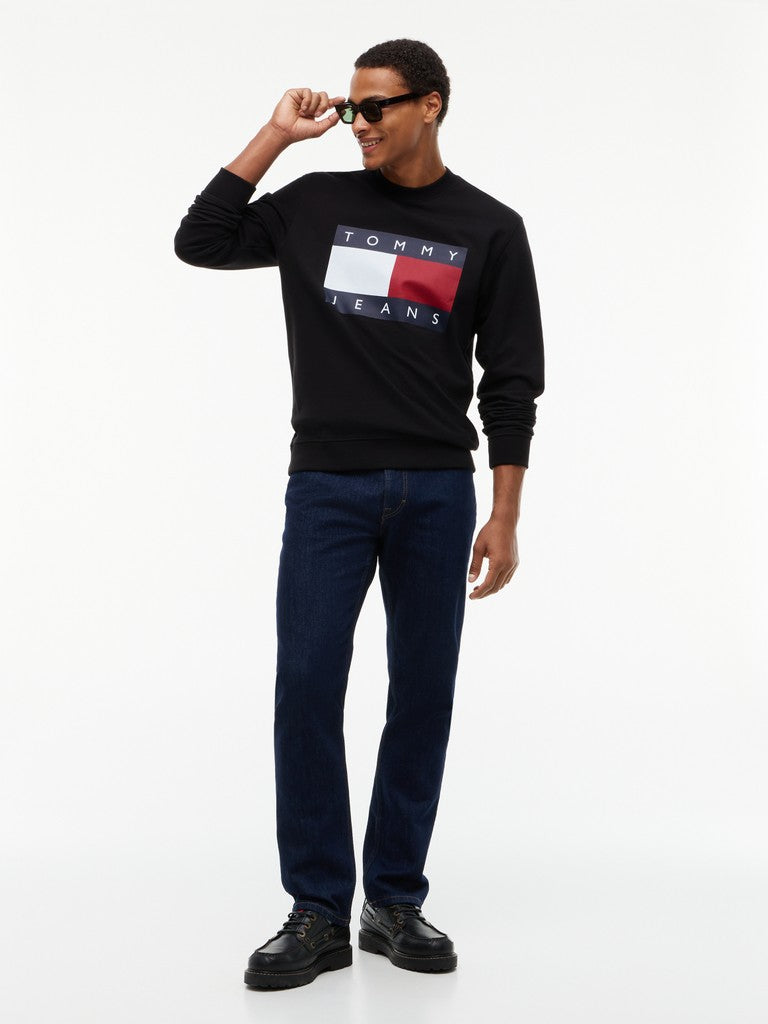Tommy Jeans miesten collegepaita Big Flag Crew Neck, musta