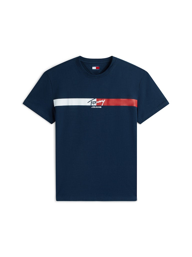 Tommy Jeans miesten t-paita TJM REG SIGNATURE STRIPE T EXT, tummansininen