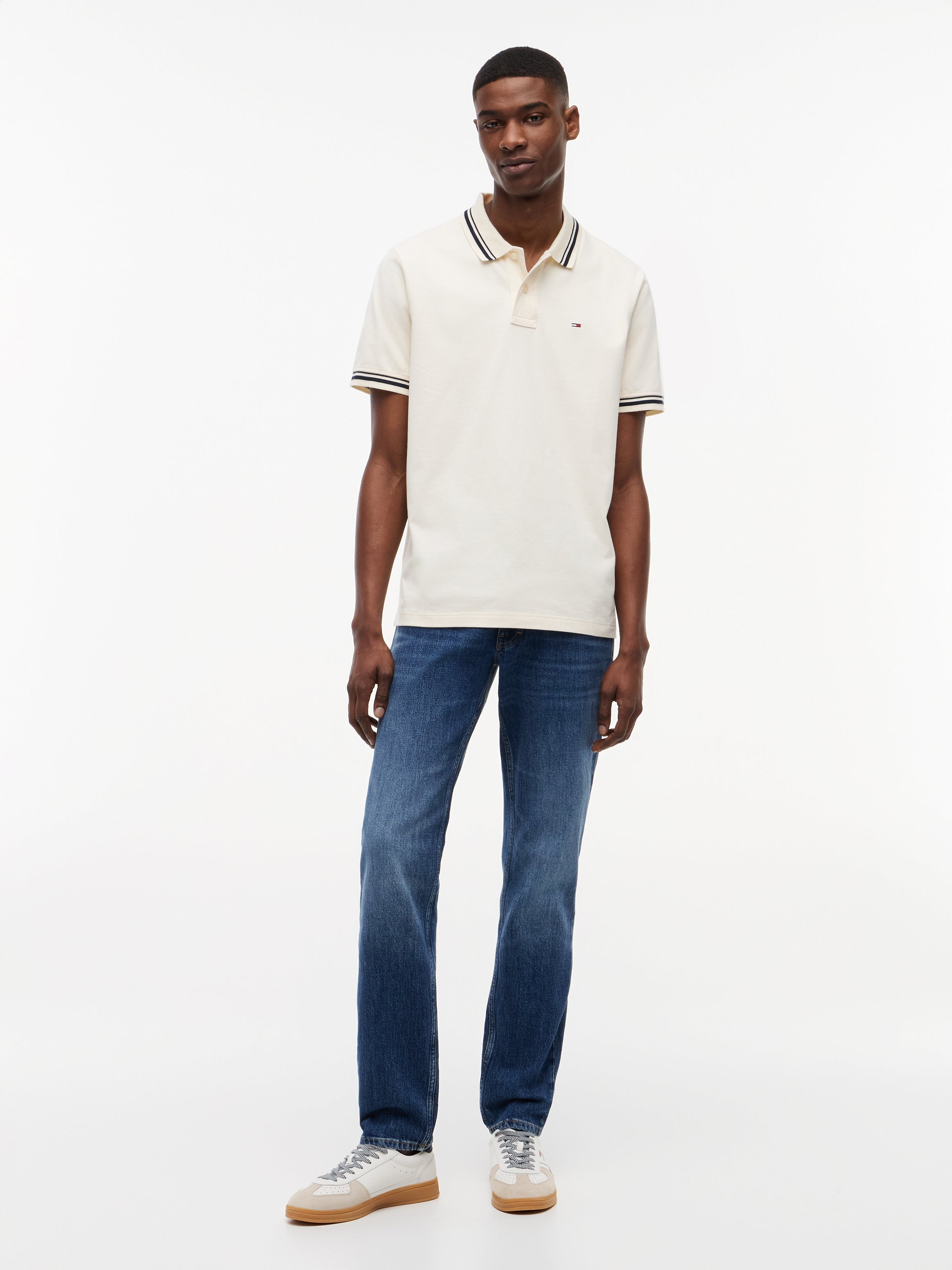 Tommy Jeans miesten Pikeepaita Regular Tipped Polo, kerma
