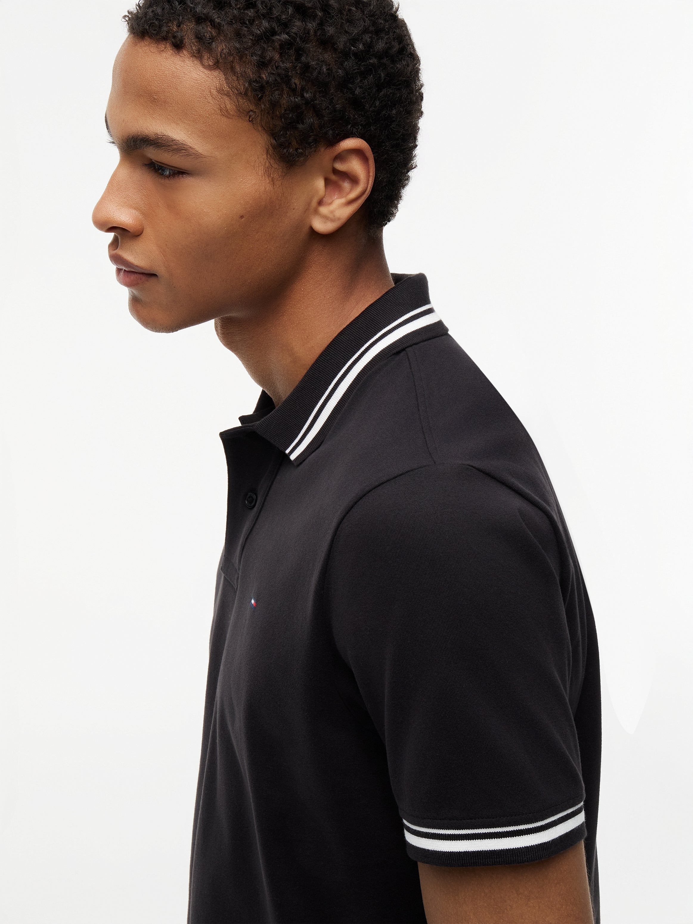 Tommy Jeans miesten pikeepaita Regular Fit Tipped Polo, musta