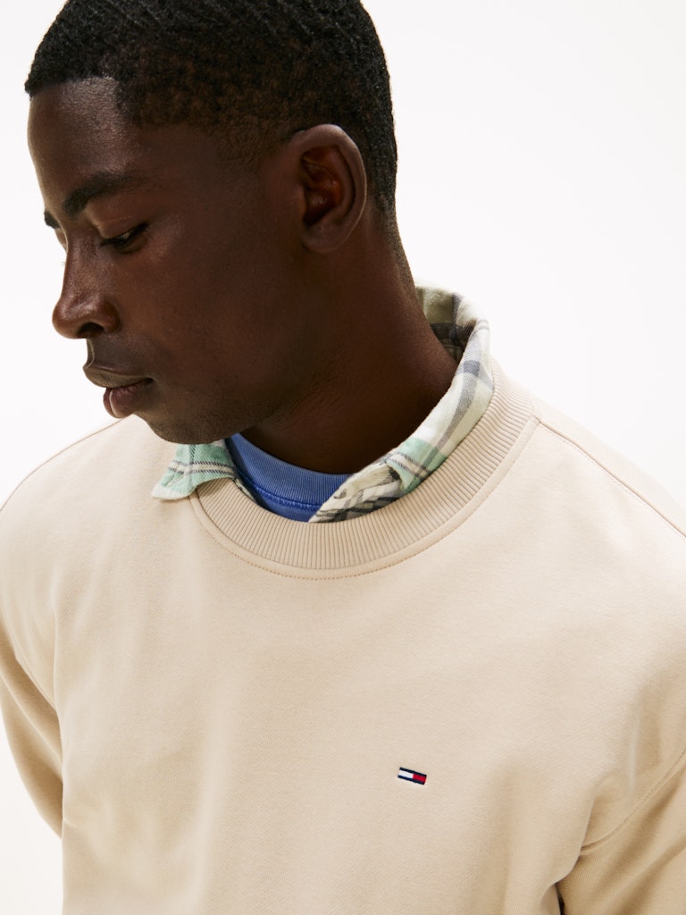 Tommy Jeans miesten collegepaita Reg S Flag Crew, vaalea beige