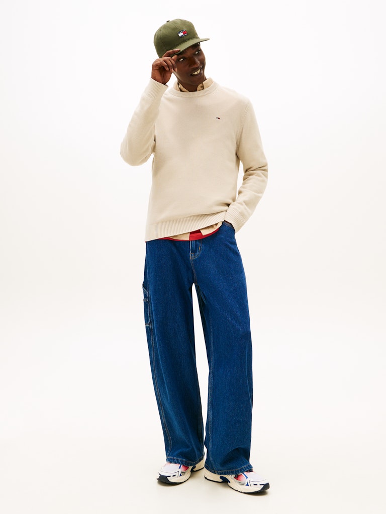 Tommy Jeans miesten neulepusero TJM Slim ESS Sweater EXT, beige