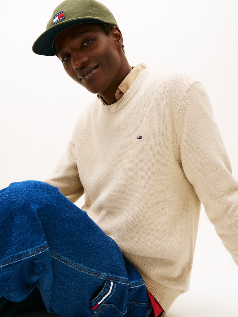 Tommy Jeans miesten neulepusero TJM Slim ESS Sweater EXT, beige