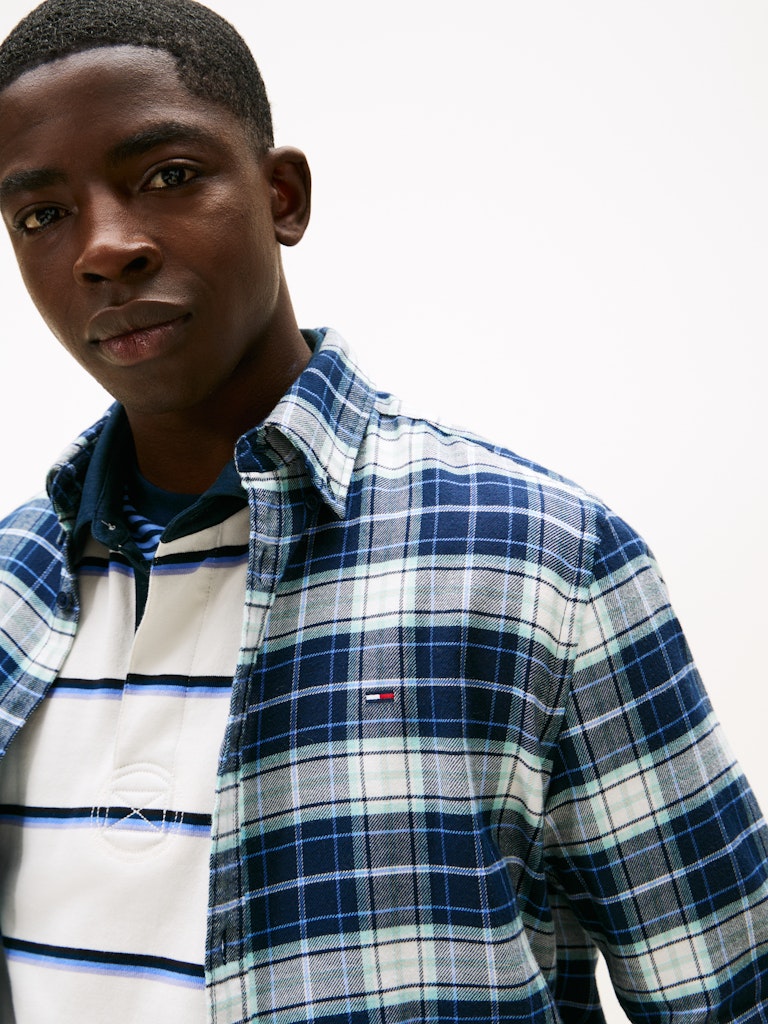 Tommy Jeans miesten kauluspaita TJM Reg Flannel Check Shirt Ext Sininen, indigo