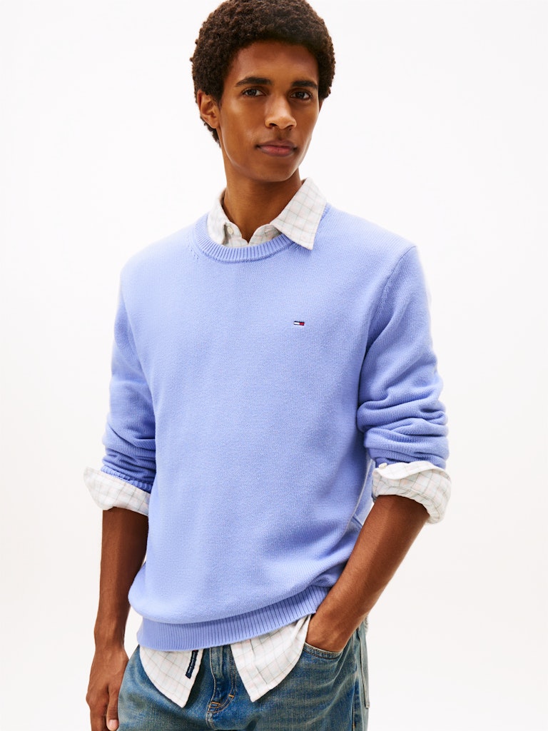 Tommy Jeans miesten neulepusero TJM Slim ESS Sweater EXT, vaaleansininen