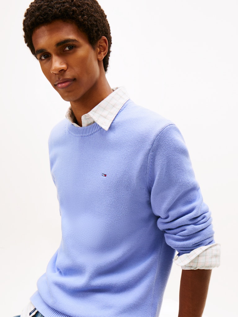 Tommy Jeans miesten neulepusero TJM Slim ESS Sweater EXT, vaaleansininen