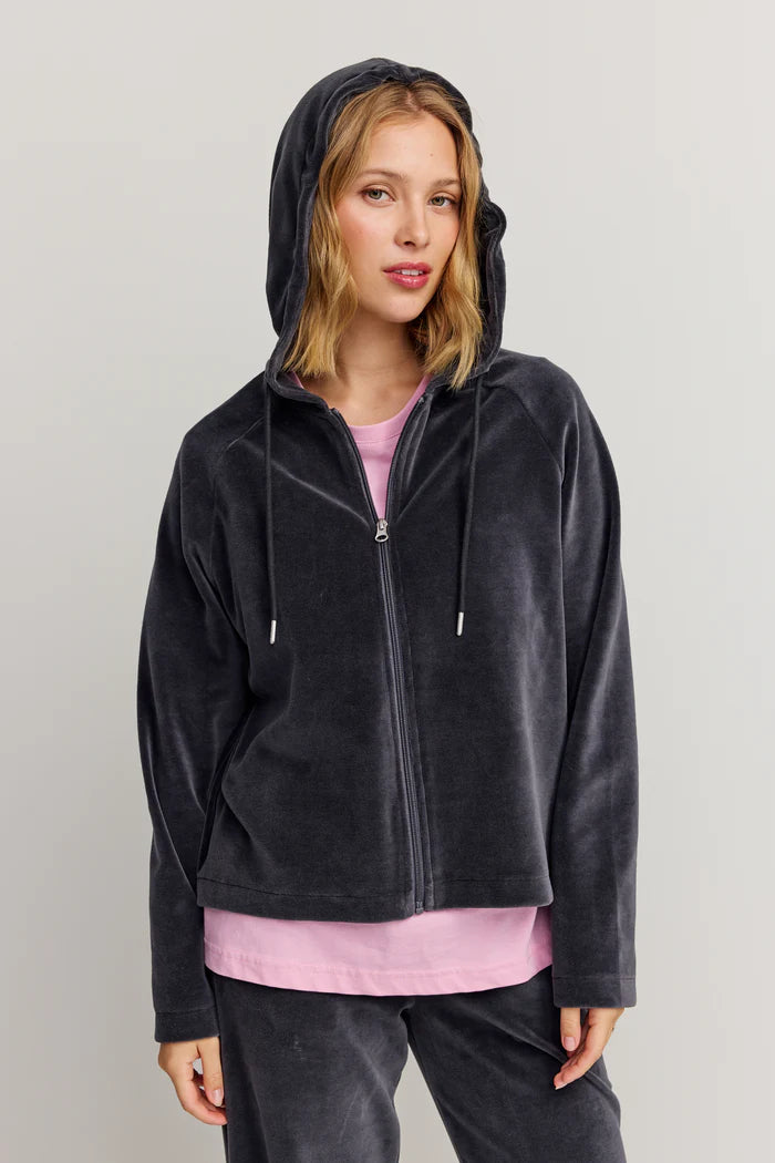 Makia naisten huppari Anne Zip Hoodie, tummanharmaa