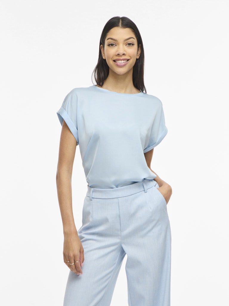 Vila naisten top Viellette Short Sleeved Top, Nantucket Breeze
