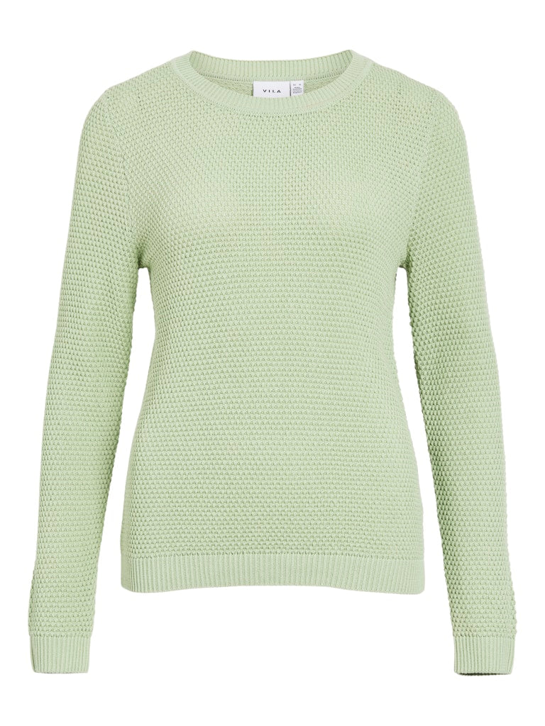 Vila naisten neulepaita VIDalo O-Neck L/S Knit Top-NOOS, Smoke Green