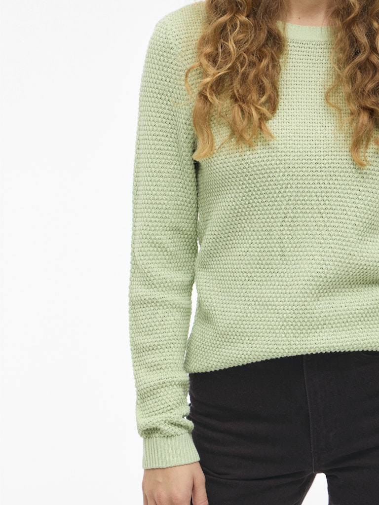 Vila naisten neulepaita VIDalo O-Neck L/S Knit Top-NOOS, Smoke Green