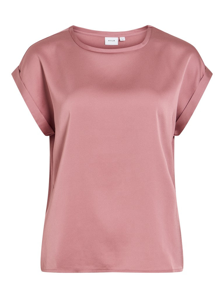Vila naisten Topit Viellett e S/S Satin Top, Nostalgia Rose