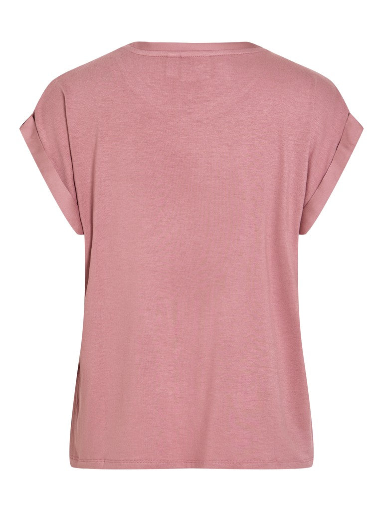 Vila naisten Topit Viellett e S/S Satin Top, Nostalgia Rose