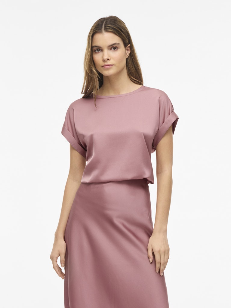 Vila naisten Topit Viellett e S/S Satin Top, Nostalgia Rose
