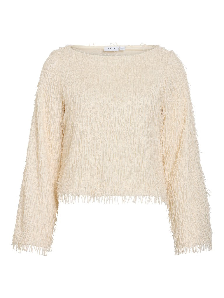 Vila naisten pusero Vitoli Boatneck Long Sleeved Top, Birch