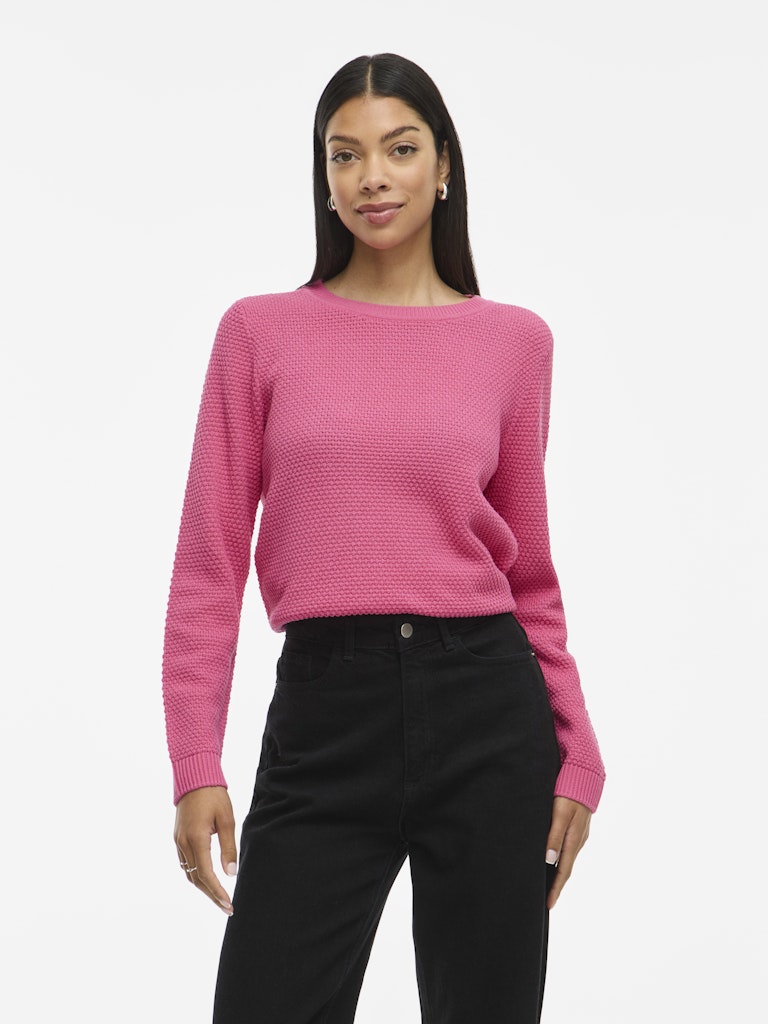 Vila neule, K-VIDALO O-NECK L/S KNIT TOP- NOOS Sangria Sunset