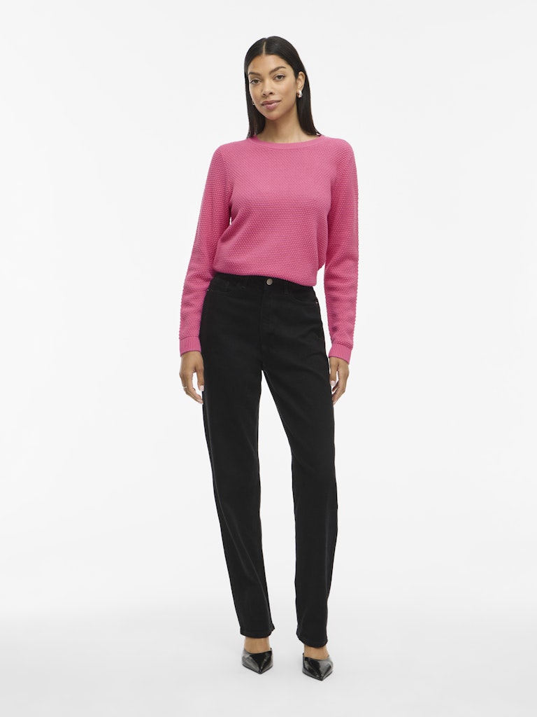 Vila neule, K-VIDALO O-NECK L/S KNIT TOP- NOOS Sangria Sunset