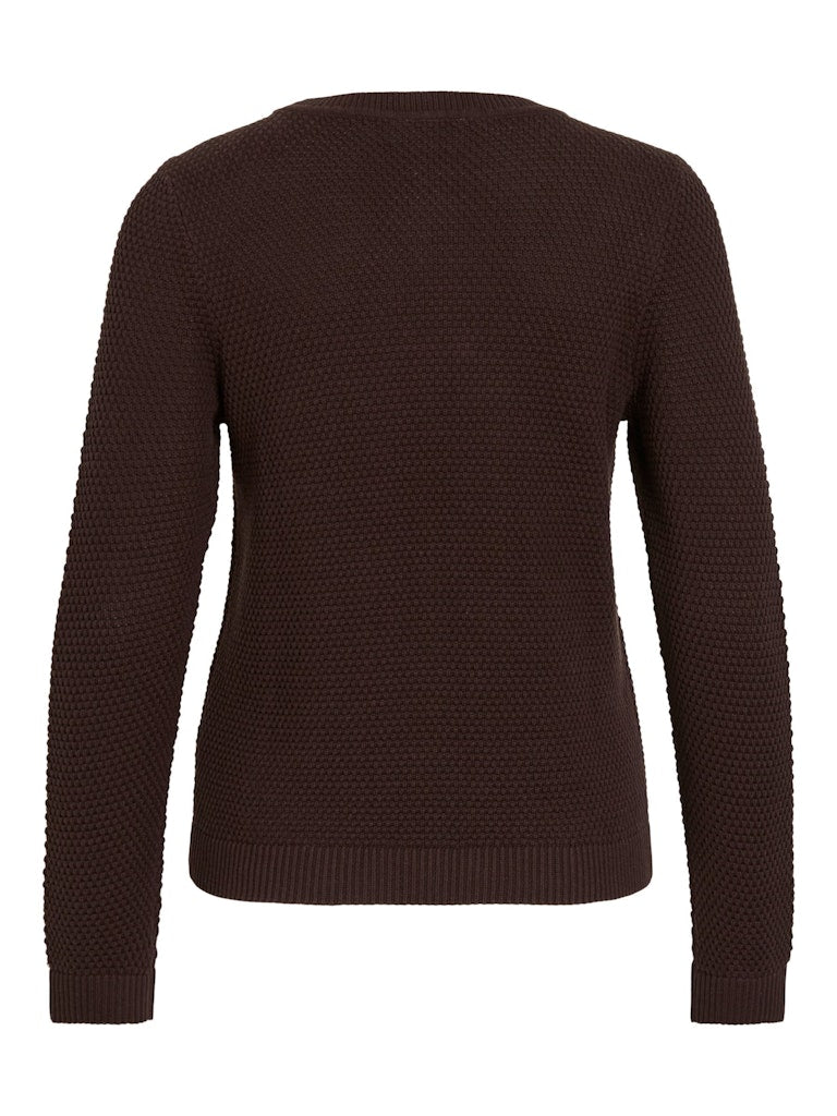 Vila naisten neulepusero Vidalo O-Neck L/S Knit Top, Coffee Bean