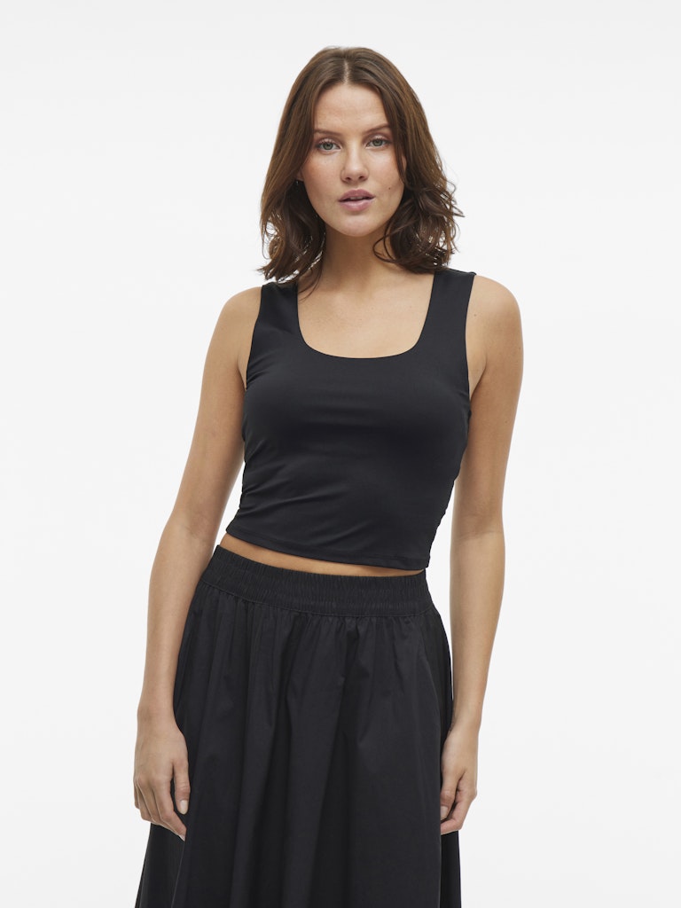 Vila naisten toppi VIKenza U-Neck S/L Crop Tank Top, Black