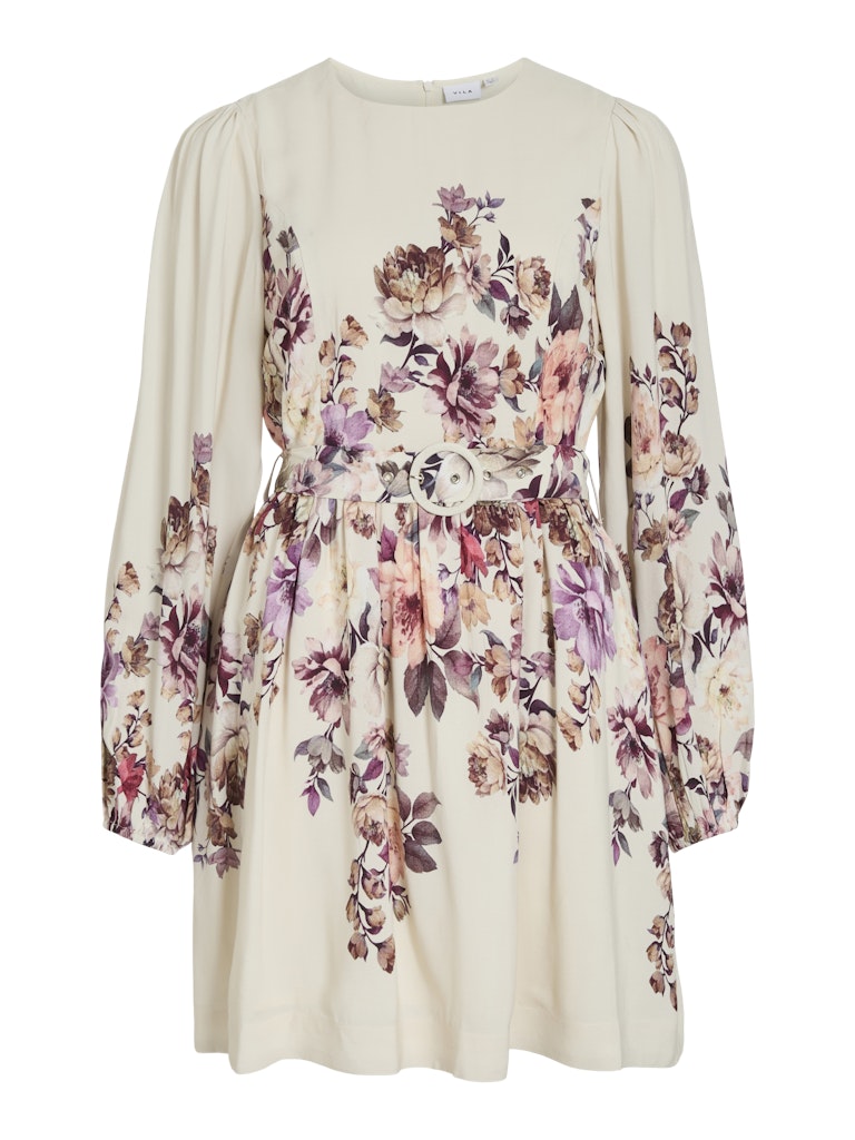 Vila naisten mekko VISofila PLA O-Neck LS Short Dress/DC/LN, Snow White PLA