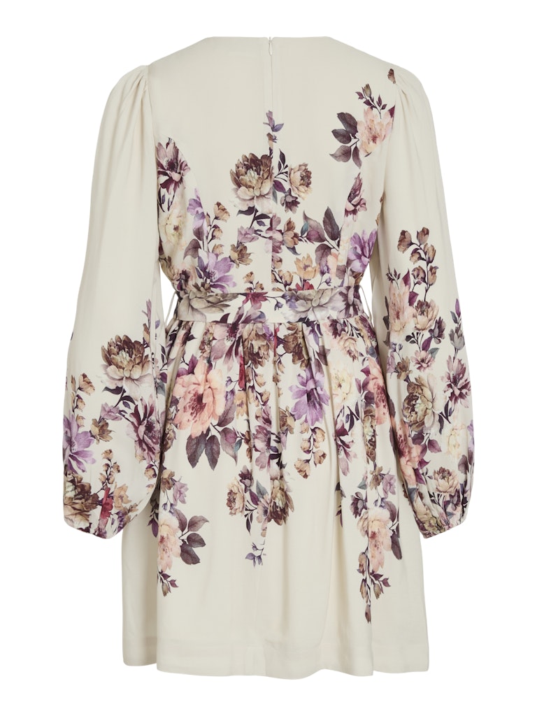 Vila naisten mekko VISofila PLA O-Neck LS Short Dress/DC/LN, Snow White PLA