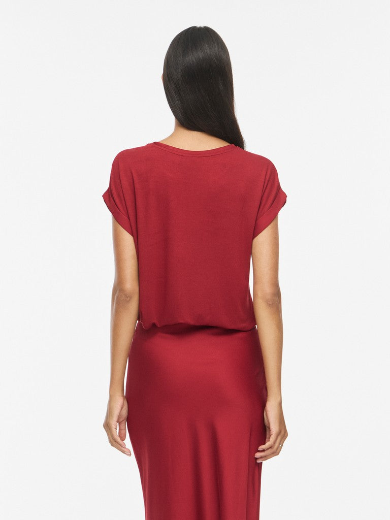 Vila naisten paita Viellette Short Sleeved Top, Sun-Dried Tomato
