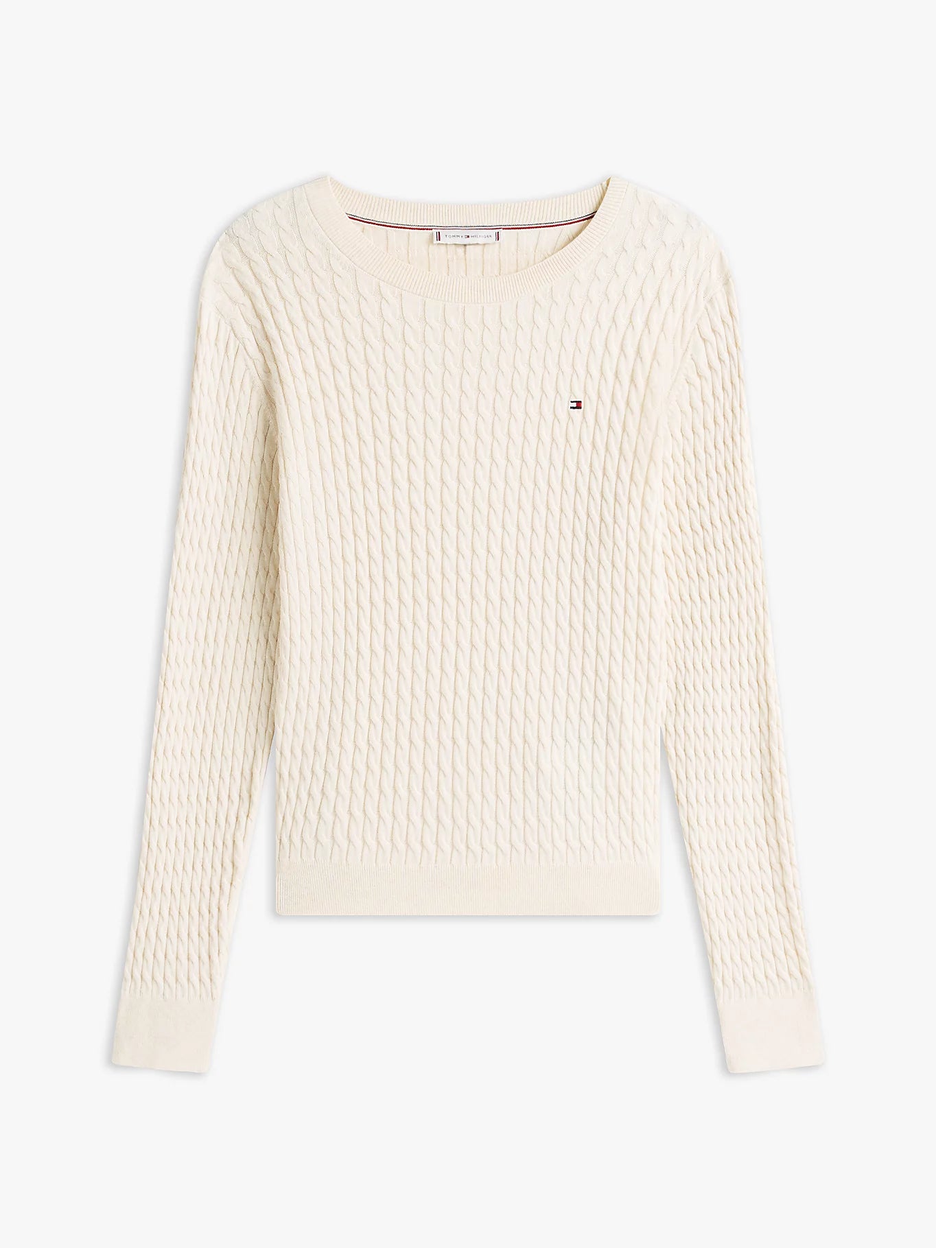 Tommy Hilfiger naisten neulepusero CO Cable C-NK LS Sweater, luonnonvalkoinen