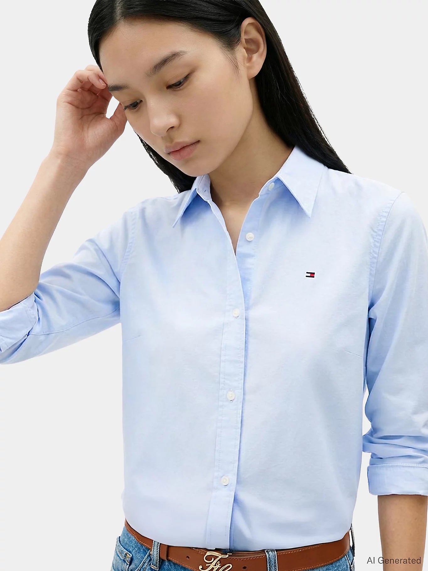 Tommy Hilfiger naisten paitapusero Oxford Relaxed LS Shirt, vaaleansininen