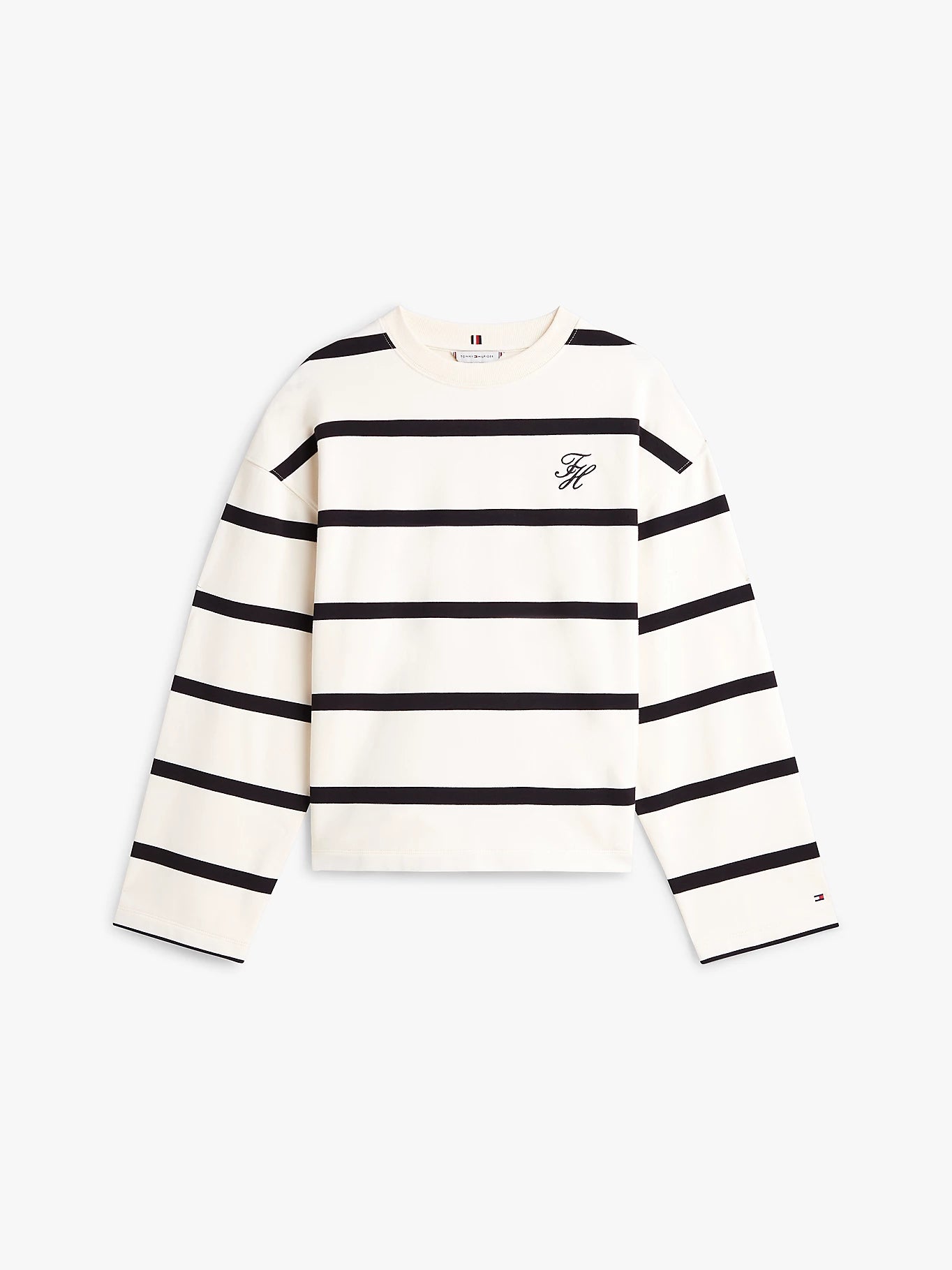 Tommy Hilfiger naisten collegepaita SCRIPT MDRN TERRY SWTSHRT, valkoinen raidallinen