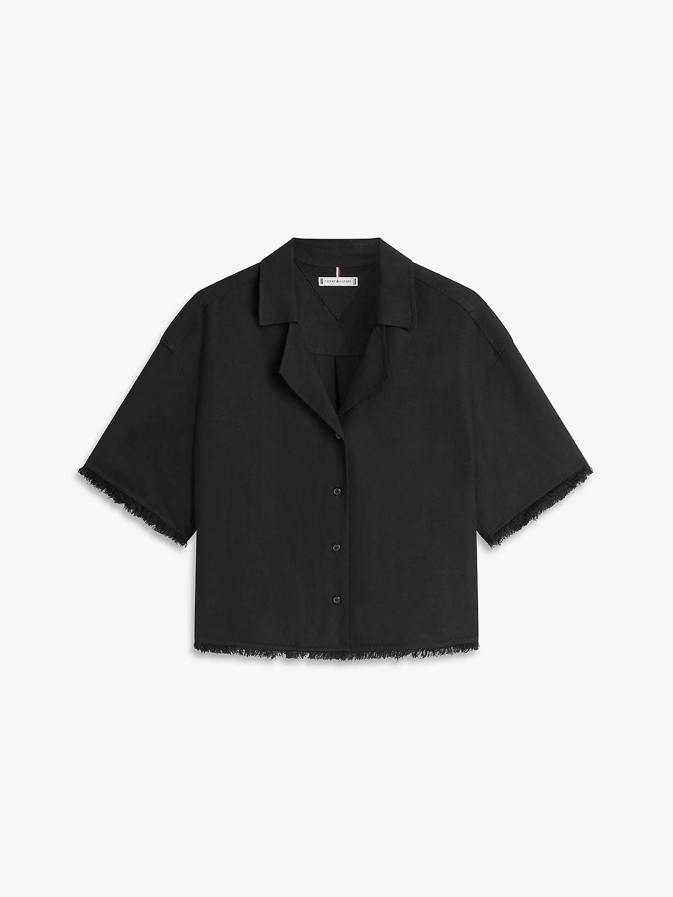 Tommy Hilfiger naisten paita Frayed Vis/Linen SS Shirt, musta